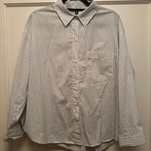 H&M Blue and White Striped Button Down Shirt